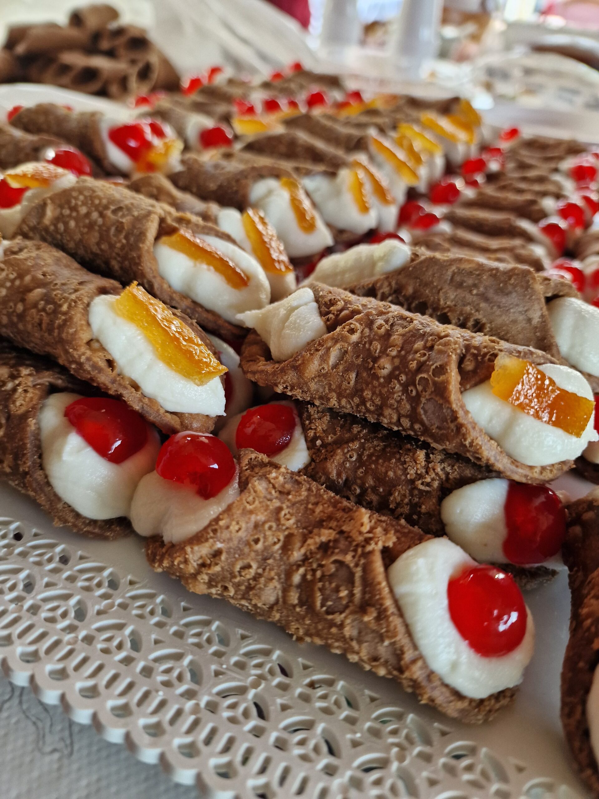 Traditional Sicilian cannoli filled with sheep’s milk ricotta in Sicily