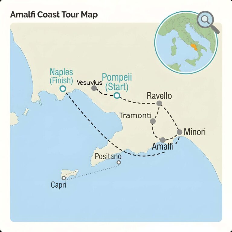 Amalfi Coast Wonders Tour Map