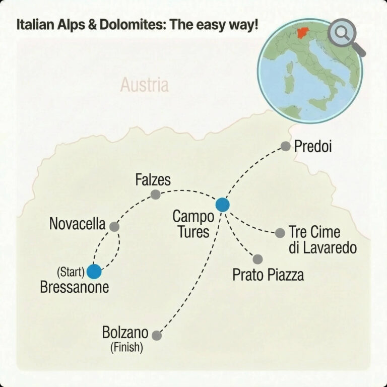 Italian Alps & Dolomites The easy way tour map