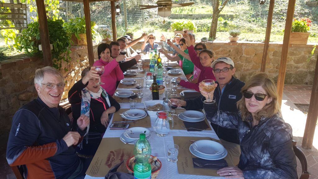 Our group at lunch in Virno and Maura's farm near Pienza
