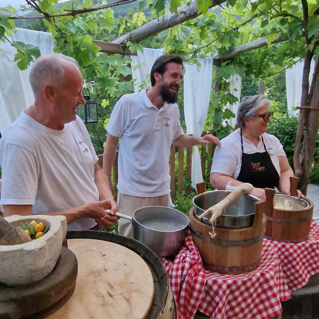 Visiting Il Tintore family farm and restaurant with Raffaella and her family