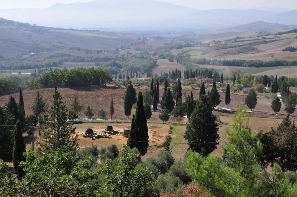 The view of the Tuscan landscape from our Il Casale vantage point (Iconic Tuscany walking tour with Walk About Italy)